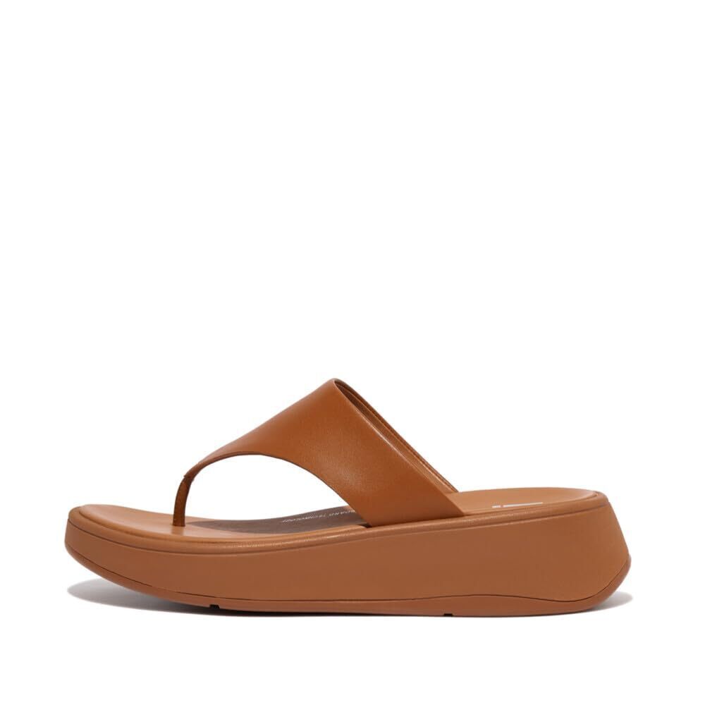 FitFlop F-Mode Leather Flatform Toe Post Sandals Light Tan 7 M (B)